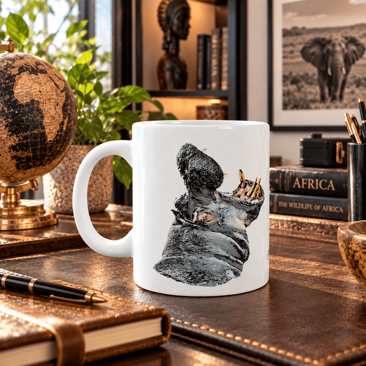 Hippo White Ceramic 11oz Mug - HD Printing