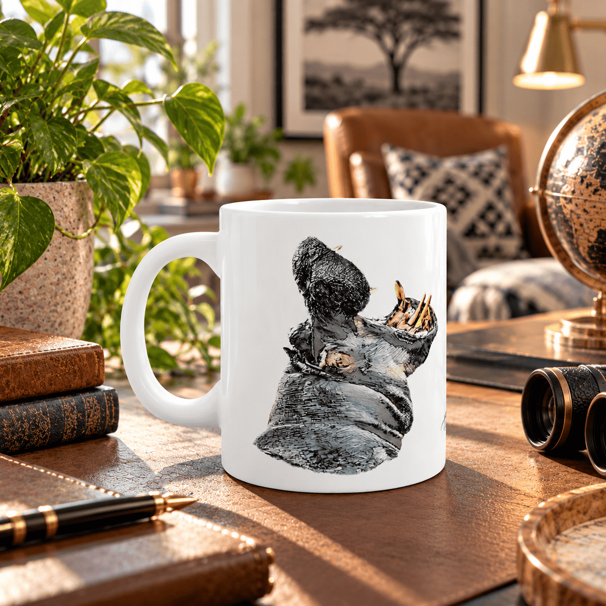 Hippo White Ceramic 11oz Mug - HD Printing