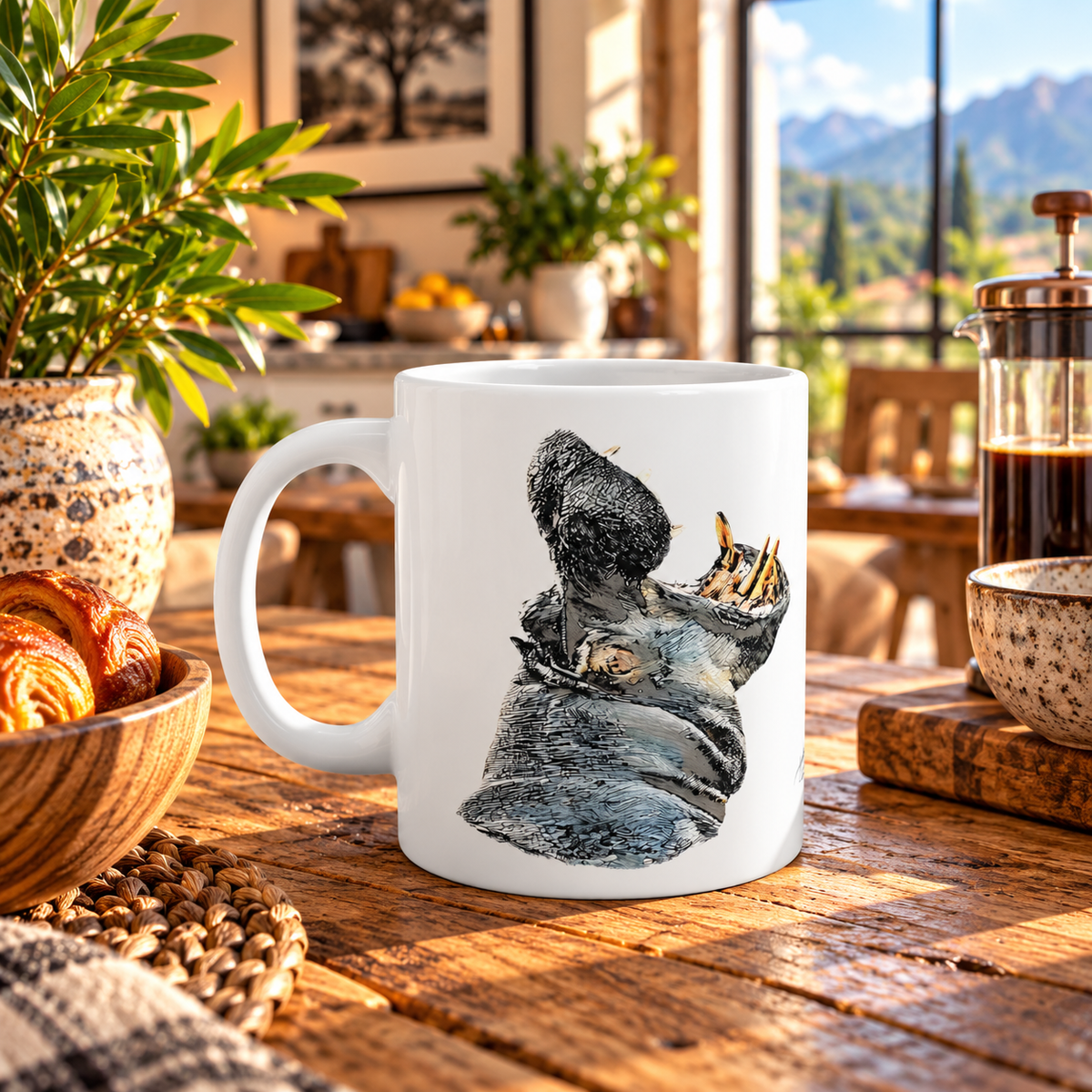Hippo White Ceramic 11oz Mug - HD Printing