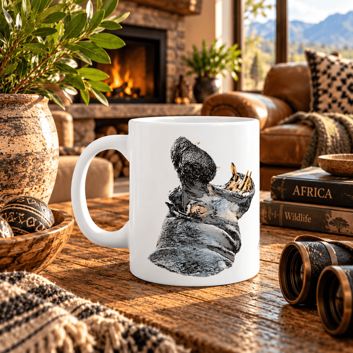 Hippo White Ceramic 11oz Mug - HD Printing