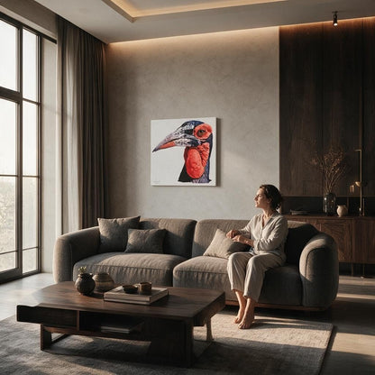 Hornbill Satin Stretched Canvas Print - HD Printing