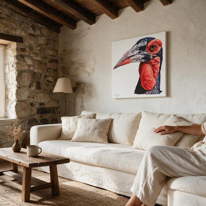 Hornbill Satin Stretched Canvas Print - HD Printing