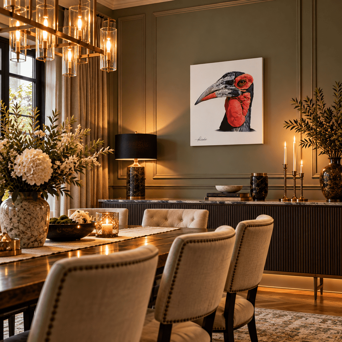 Hornbill Satin Stretched Canvas Print - HD Printing