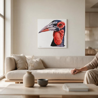 Hornbill Satin Stretched Canvas Print - HD Printing