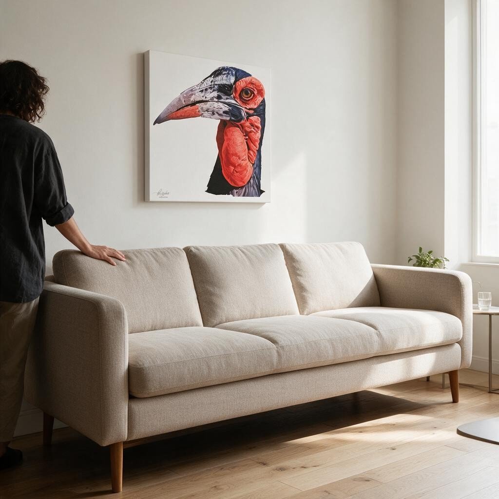 Hornbill Satin Stretched Canvas Print - HD Printing