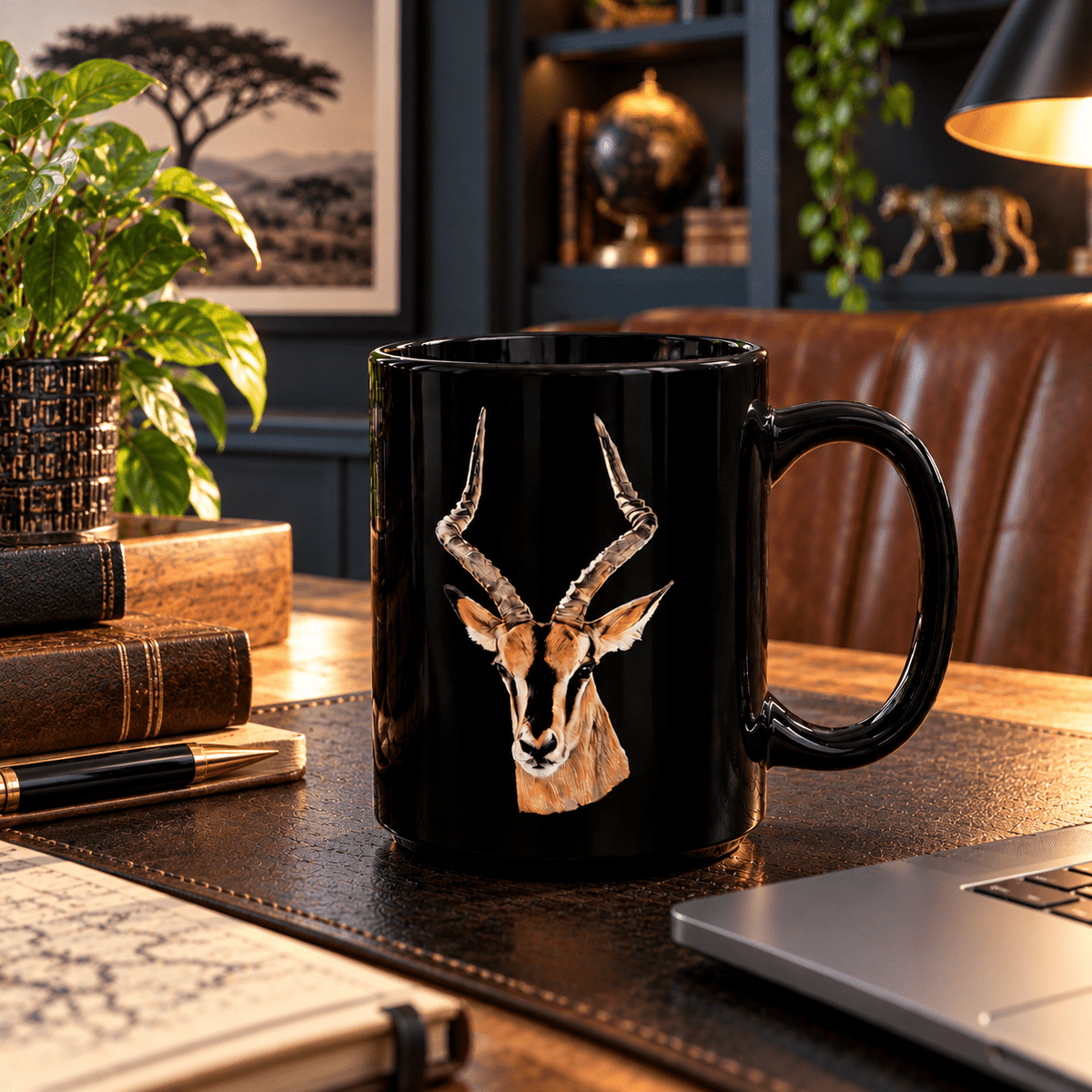 Impala 15oz Large Black Ceramic Mug - HD Printing