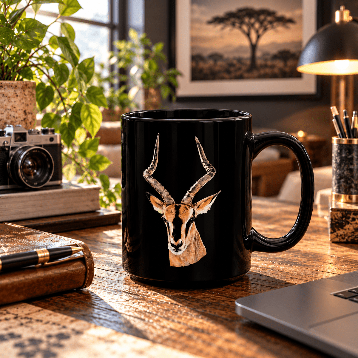 Impala 15oz Large Black Ceramic Mug - HD Printing
