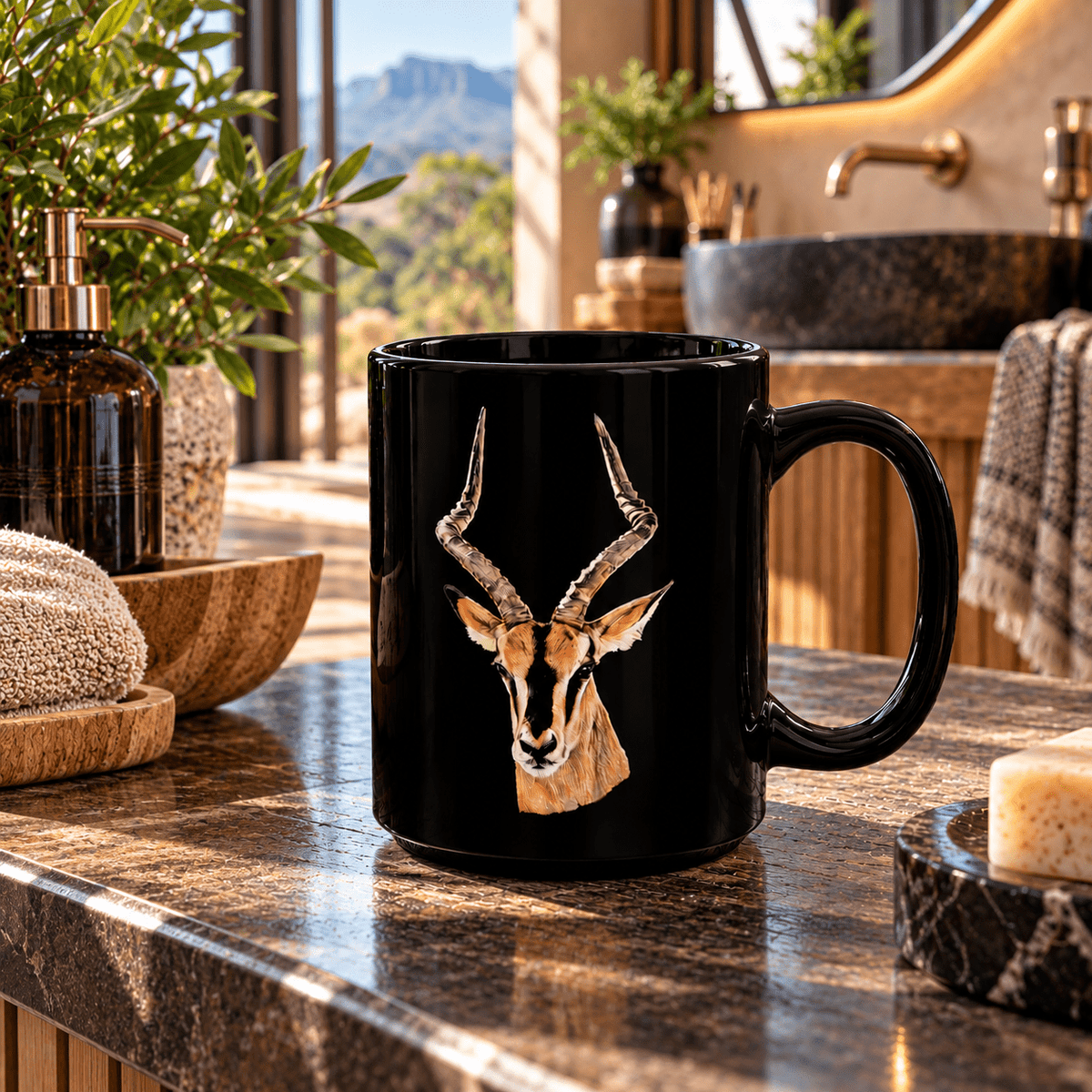 Impala 15oz Large Black Ceramic Mug - HD Printing