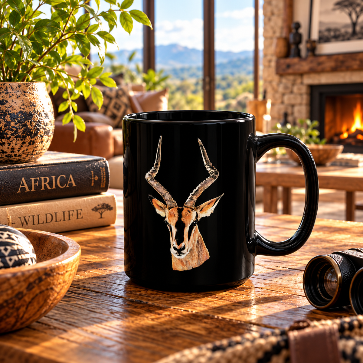 Impala 15oz Large Black Ceramic Mug - HD Printing