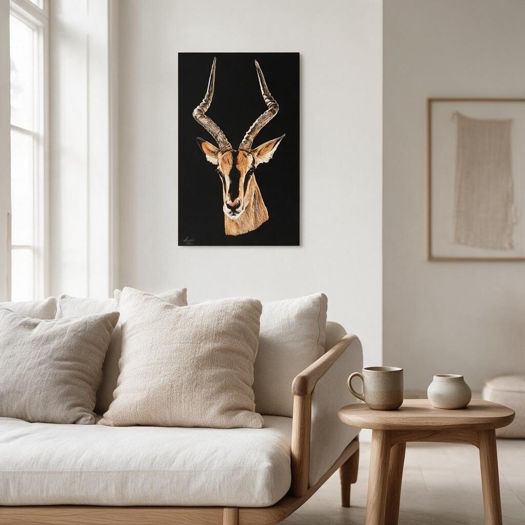 Impala Satin Stretched Black Canvas Print - HD Printing