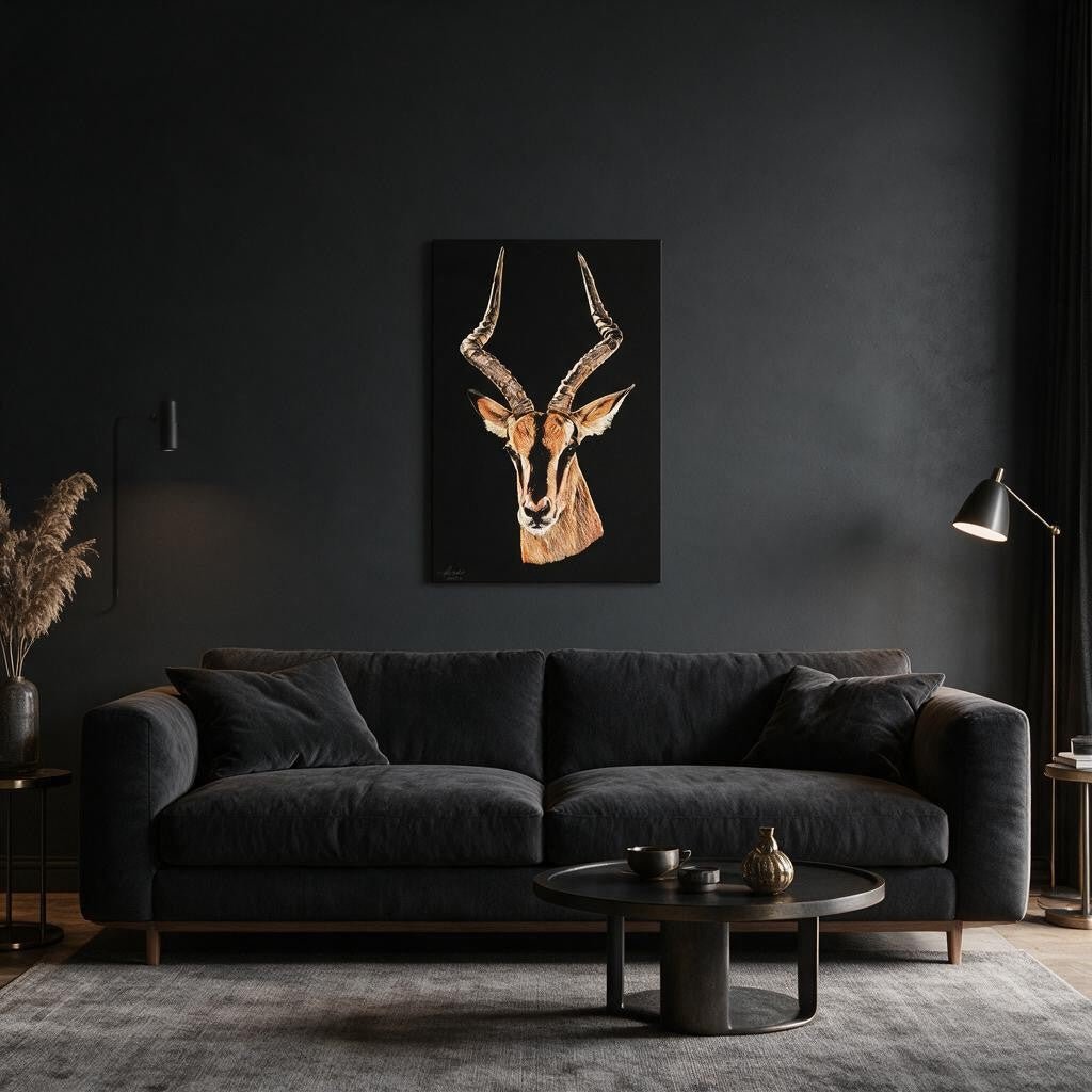 Impala Satin Stretched Black Canvas Print - HD Printing
