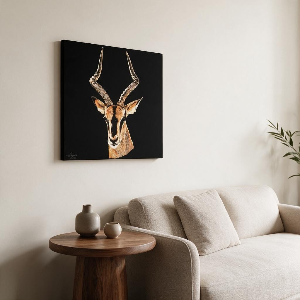 Impala Satin Stretched Black Canvas Print - HD Printing