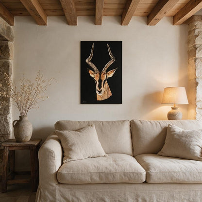 Impala Satin Stretched Black Canvas Print - HD Printing
