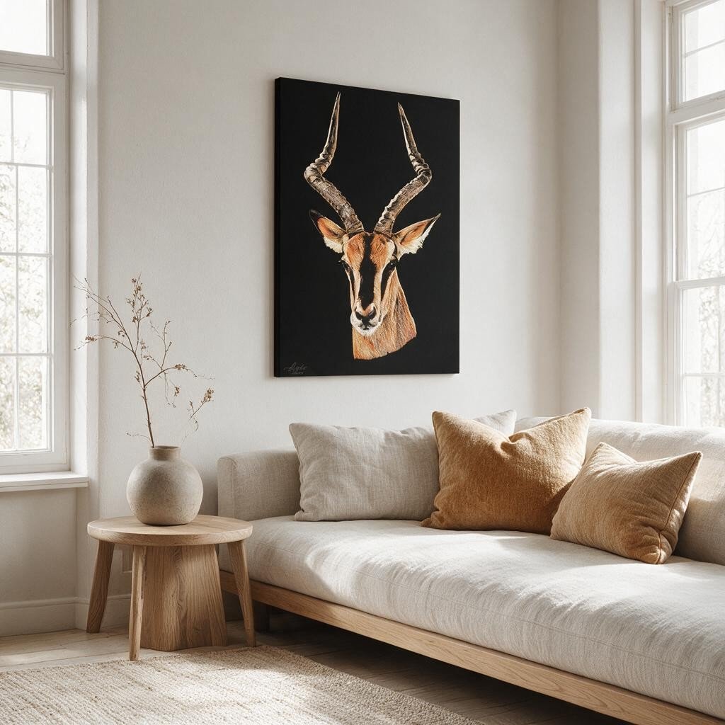 Impala Satin Stretched Black Canvas Print - HD Printing