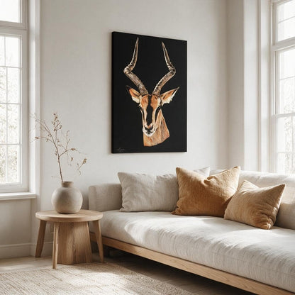 Impala Satin Stretched Black Canvas Print - HD Printing