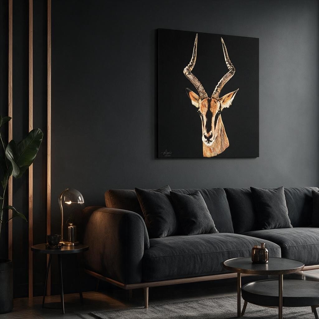 Impala Satin Stretched Black Canvas Print - HD Printing