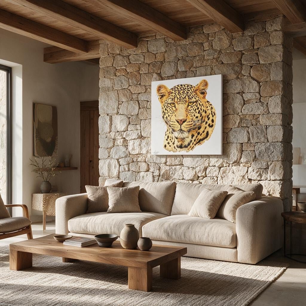 Leopard Satin Stretched Canvas Print - HD Printing