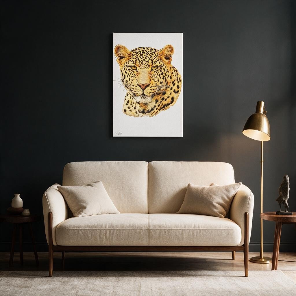 Leopard Satin Stretched Canvas Print - HD Printing