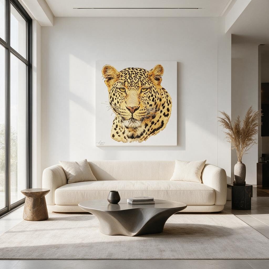 Leopard Satin Stretched Canvas Print - HD Printing