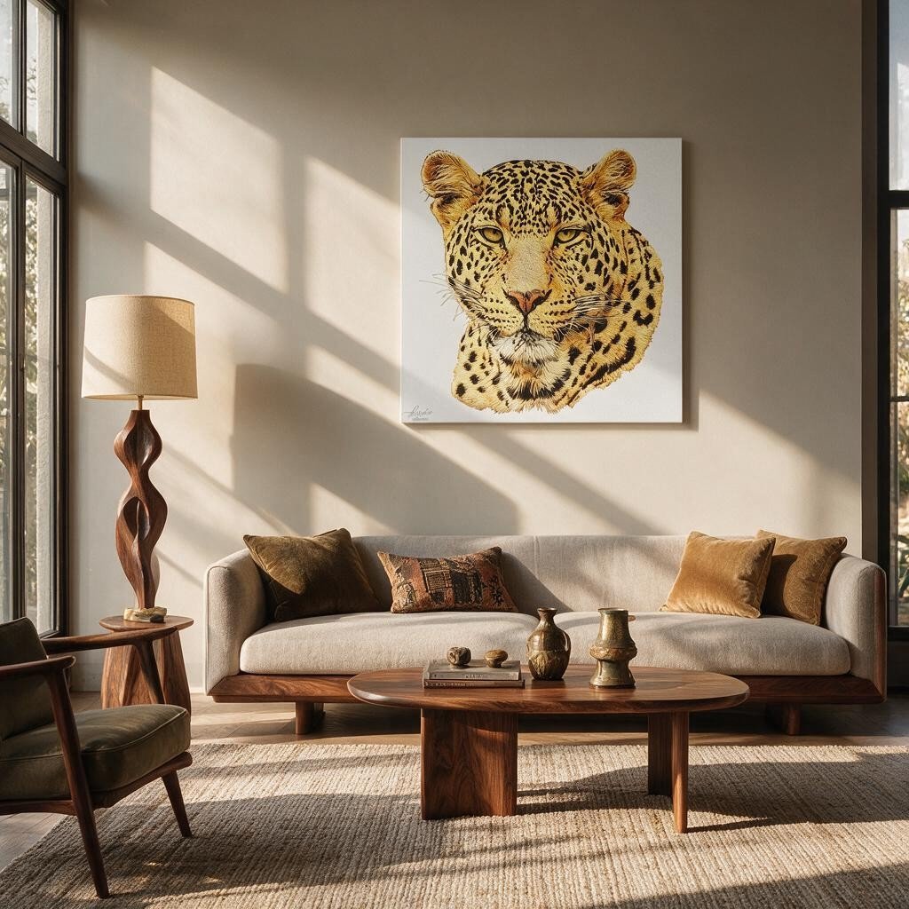 Leopard Satin Stretched Canvas Print - HD Printing