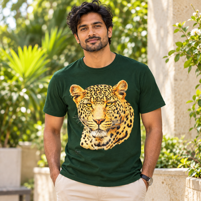 Leopard Unisex Cotton T-Shirt - HD Printing