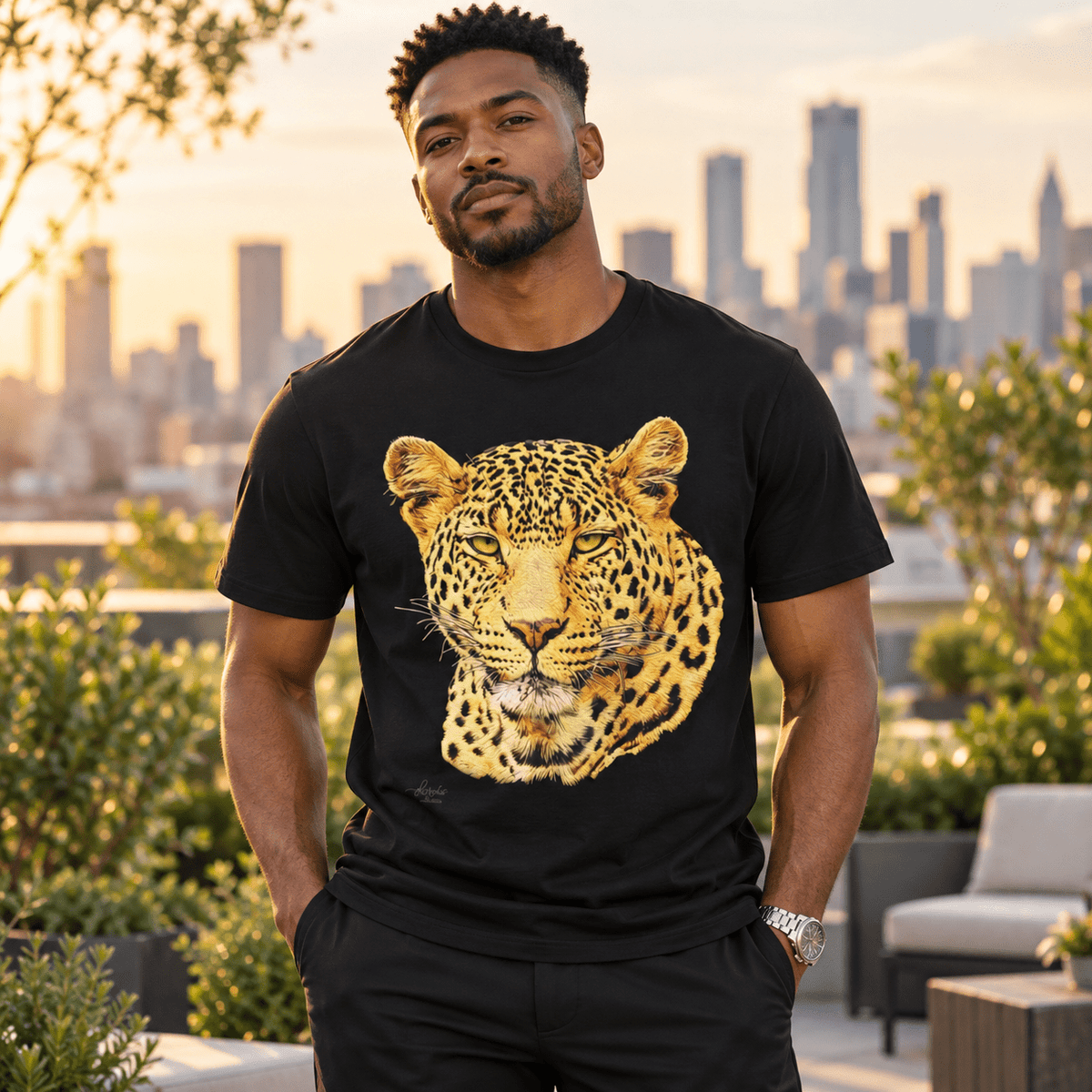 Leopard Unisex Cotton T-Shirt - HD Printing