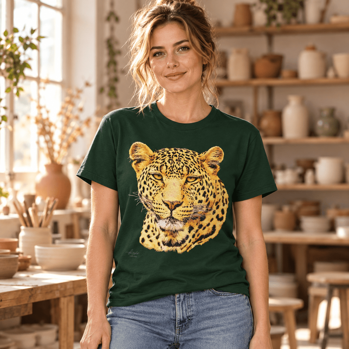 Leopard Unisex Cotton T-Shirt - HD Printing