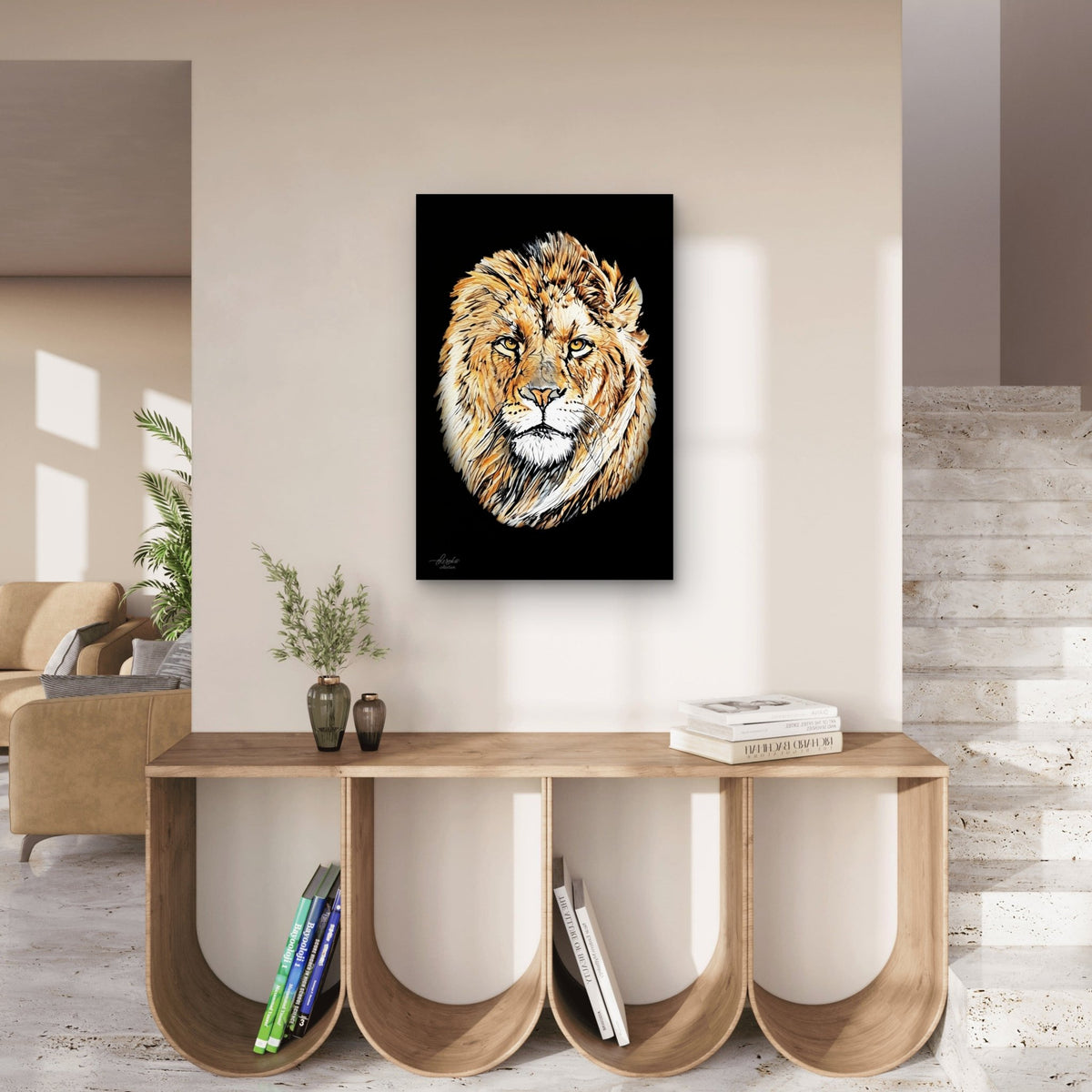 Lion Fine Art Giclée Matte Black Poster - HD Printing