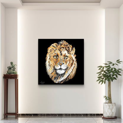 Lion Fine Art Giclée Matte Black Poster - HD Printing