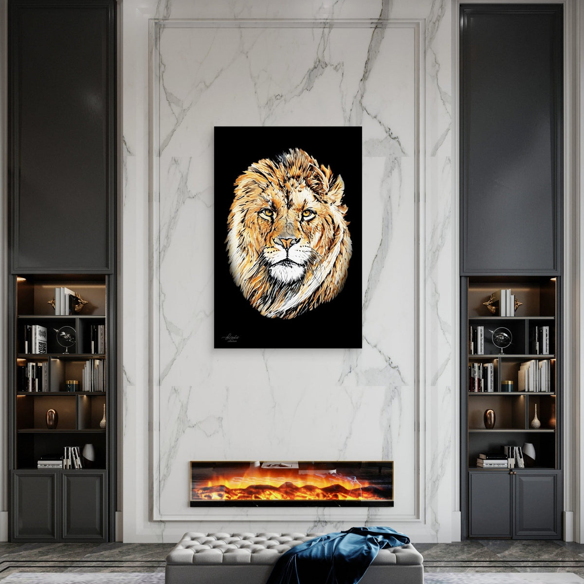 Lion Fine Art Giclée Matte Black Poster - HD Printing
