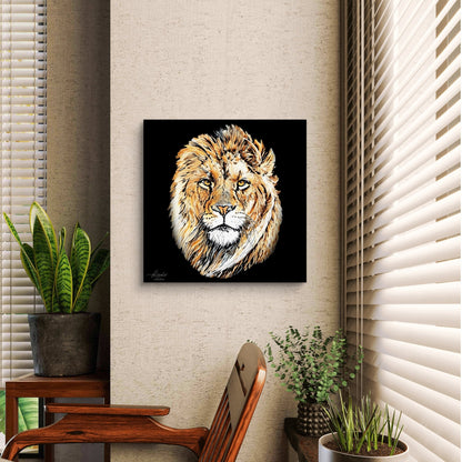 Lion Fine Art Giclée Matte Black Poster - HD Printing