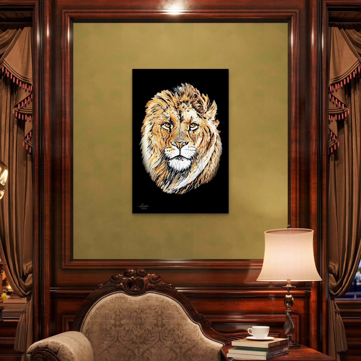 Lion Fine Art Giclée Matte Black Poster - HD Printing