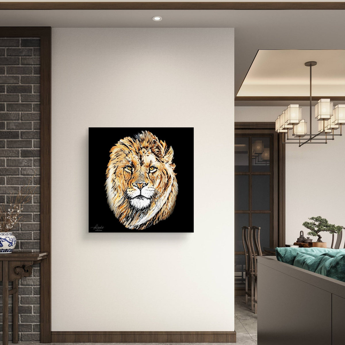 Lion Fine Art Giclée Matte Black Poster - HD Printing