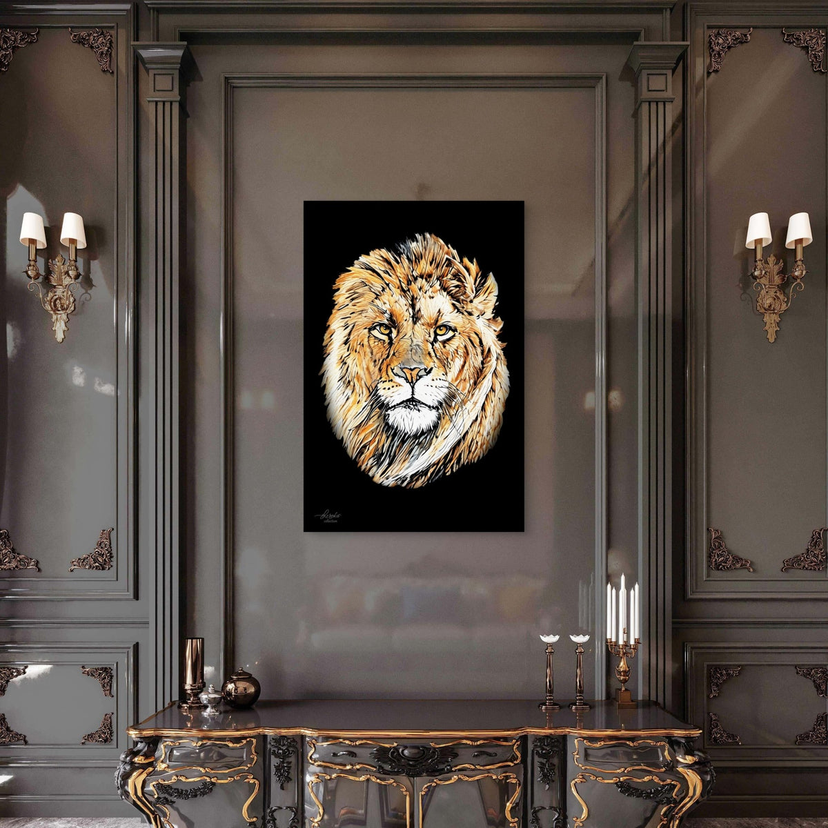 Lion Fine Art Giclée Matte Black Poster - HD Printing