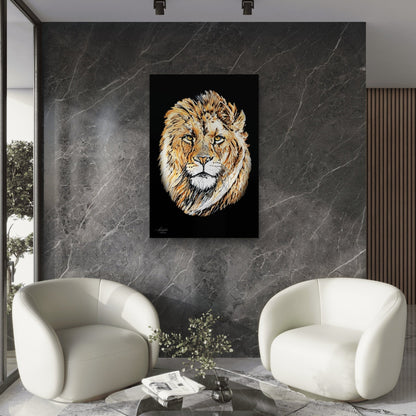 Lion Fine Art Giclée Matte Black Poster - HD Printing