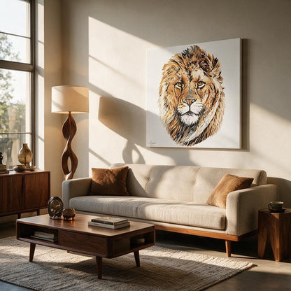 Lion Satin Stretched Canvas Print - HD Printing