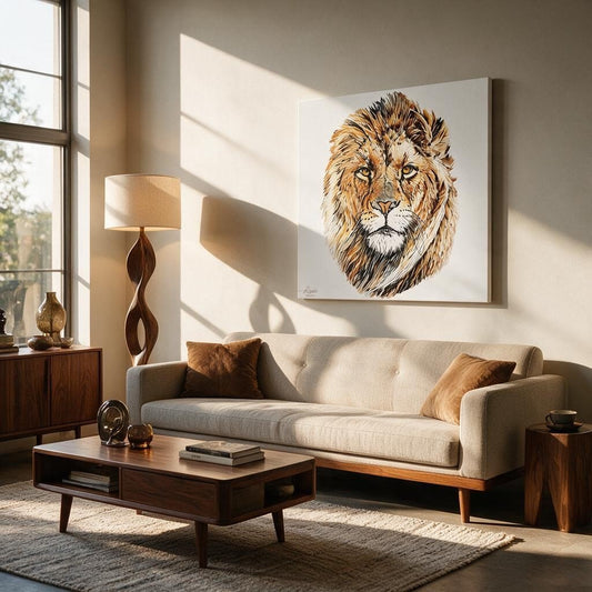 Lion Satin Stretched Canvas Print - HD Printing