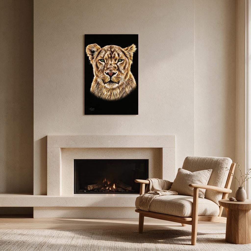 Lioness Fine Art Giclée Matte Black Poster - HD Printing