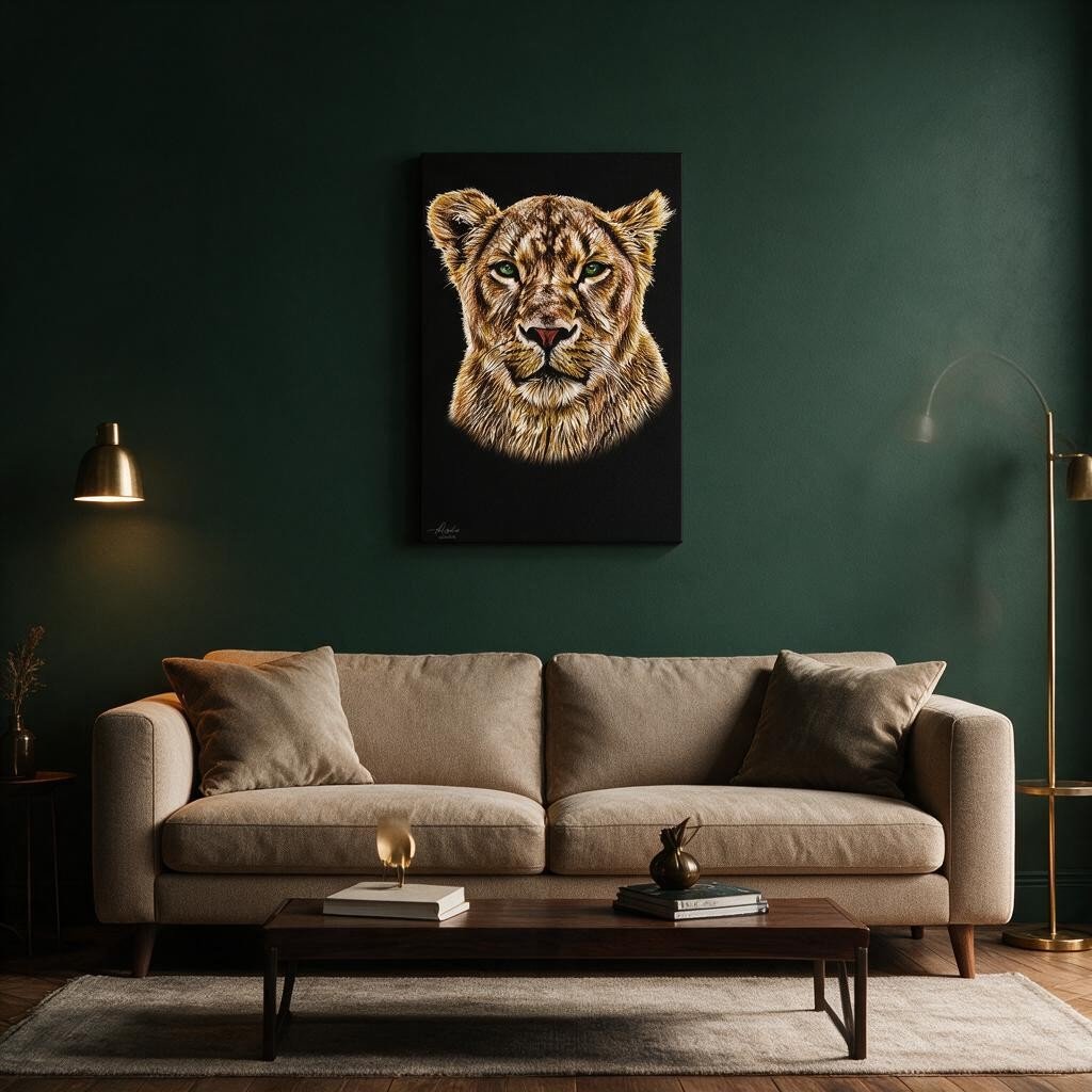 Lioness Fine Art Giclée Matte Black Poster - HD Printing