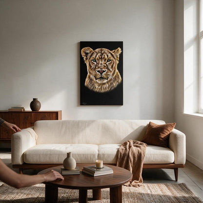 Lioness Fine Art Giclée Matte Black Poster - HD Printing