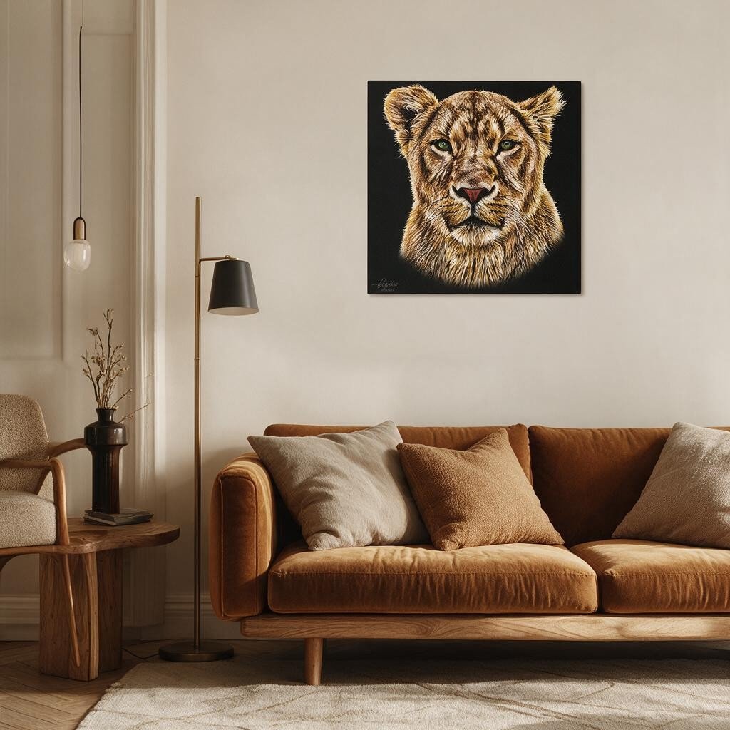 Lioness Fine Art Giclée Matte Black Poster - HD Printing