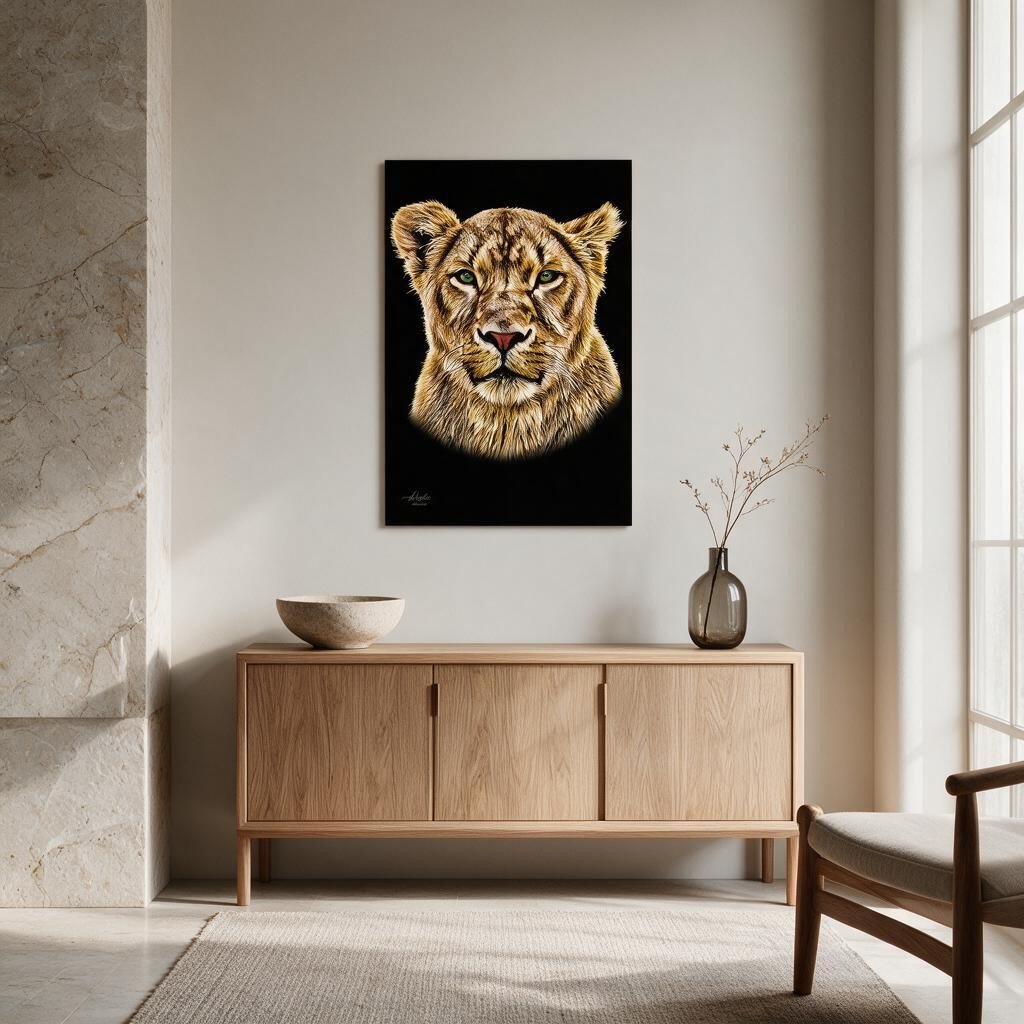 Lioness Fine Art Giclée Matte Black Poster - HD Printing