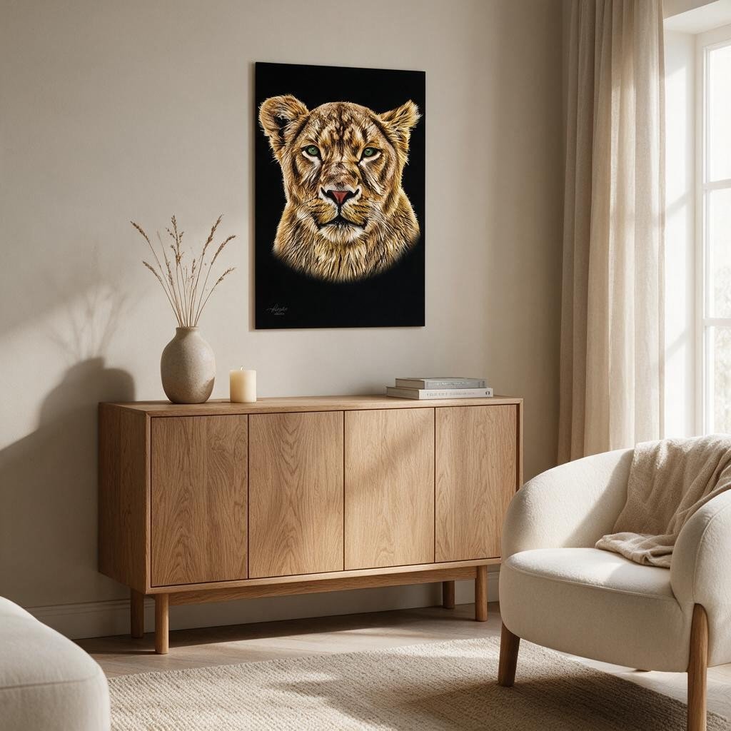 Lioness Fine Art Giclée Matte Black Poster - HD Printing
