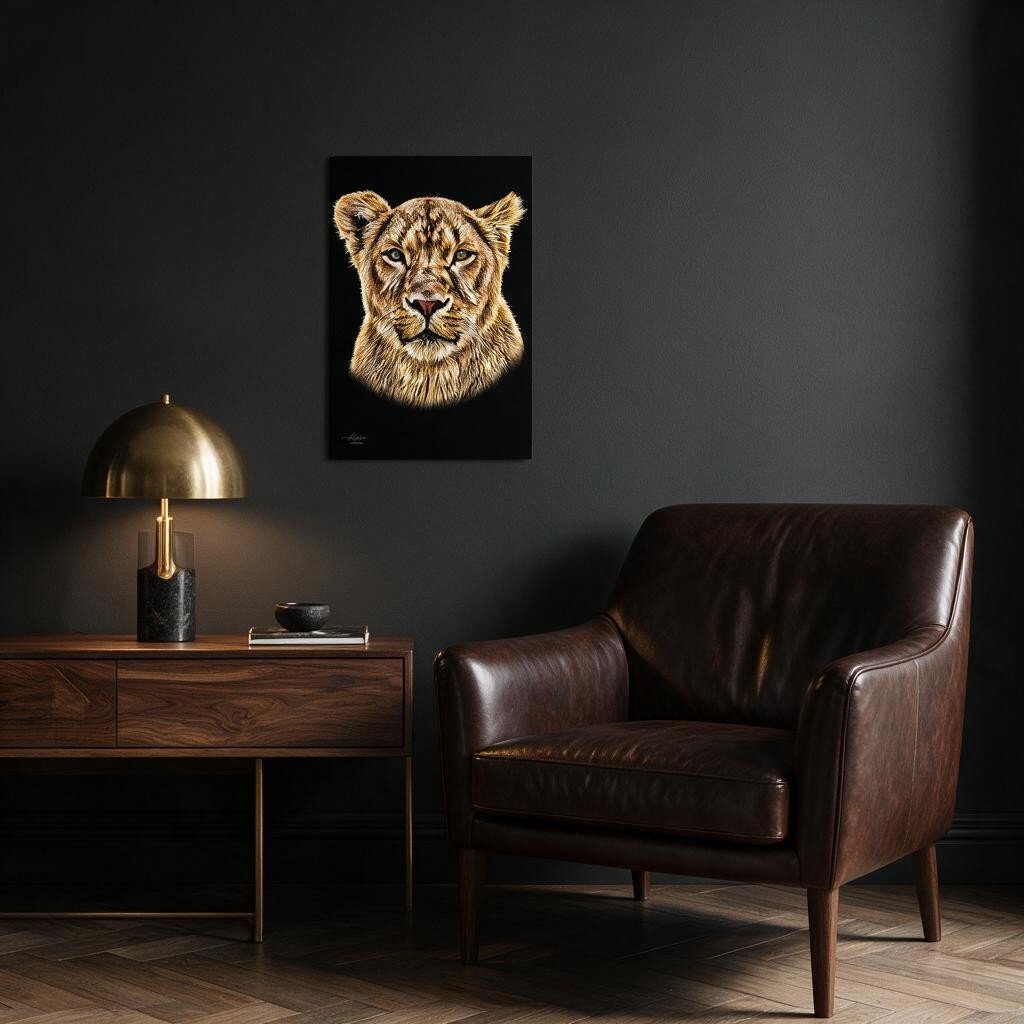 Lioness Fine Art Giclée Matte Black Poster - HD Printing