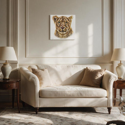 Lioness Satin Stretched Canvas Print - HD Printing