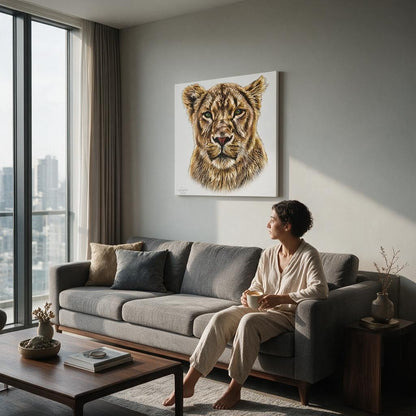 Lioness Satin Stretched Canvas Print - HD Printing
