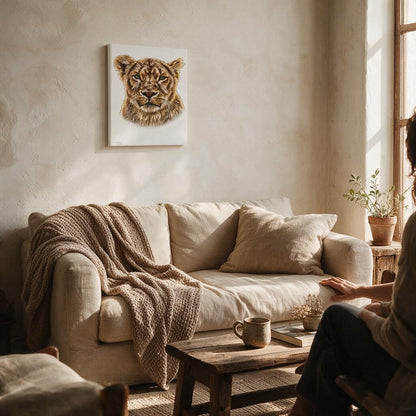 Lioness Satin Stretched Canvas Print - HD Printing
