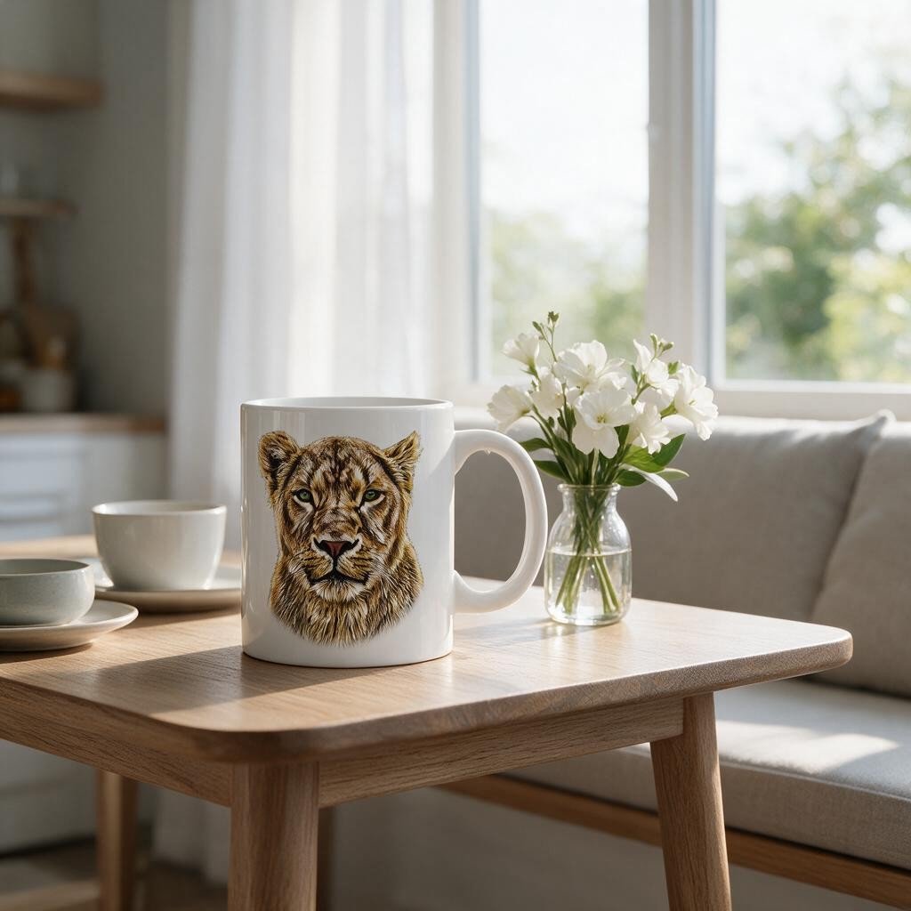 Lioness White Ceramic 11oz Mug - HD Printing