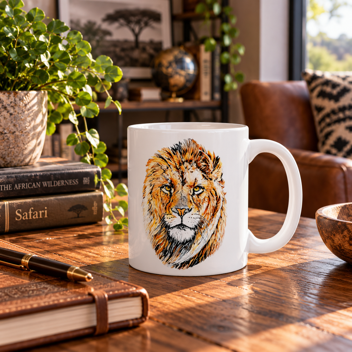 Male Lion White Ceramic 11oz Mug - HD Printing