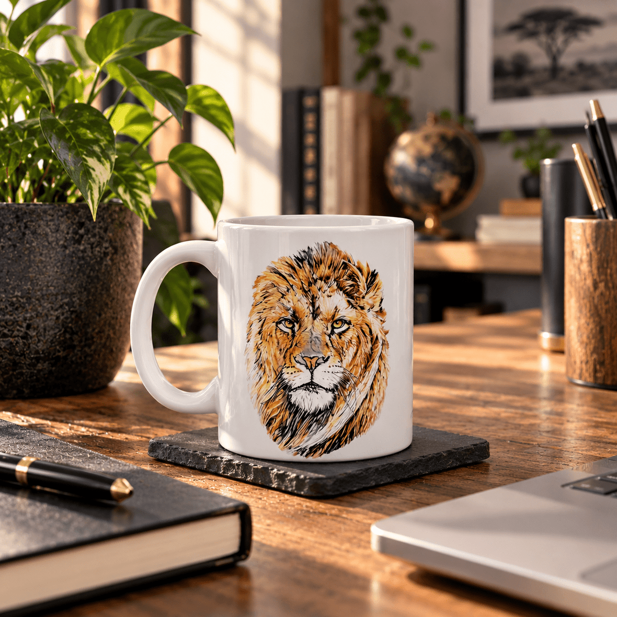 Male Lion White Ceramic 11oz Mug - HD Printing
